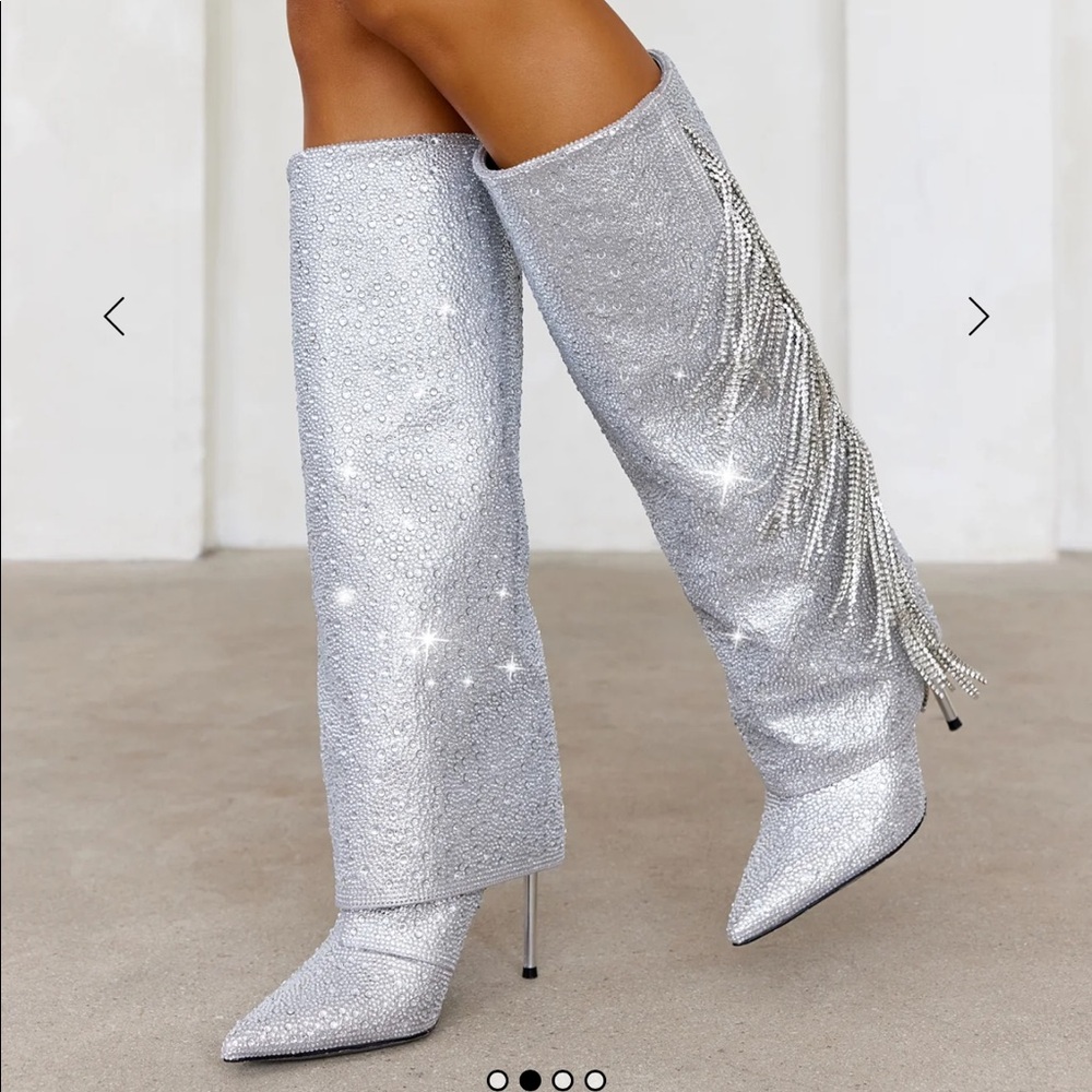 Steve Madden Sonya Knee High Boots Rhinestone